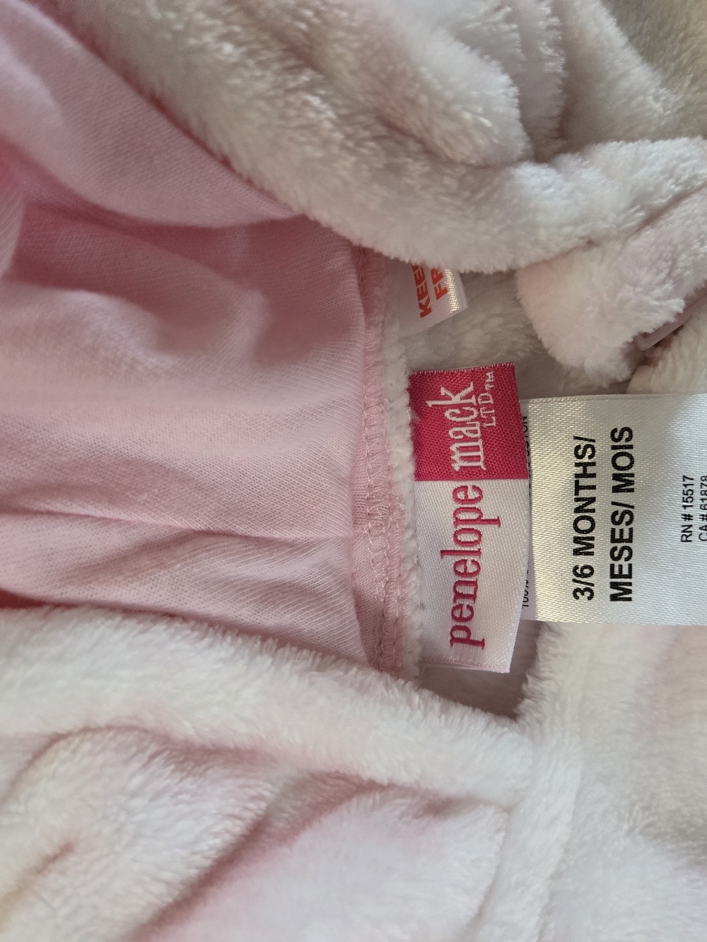 Baby Girls Soft Pink Plush Baby One-Piece Footie - Picture 5 of 5